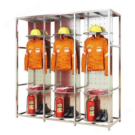 至诚国誉不锈钢201/304消防战斗服架双面可旋转防火服救援消防队装备摆放架快速更衣出勤储物衣帽架