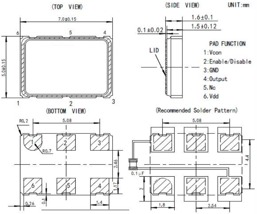 压控晶体振荡器VCXO7050-20.480MHZ规格参数